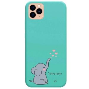 COQUE - BUMPER Coque turquoise Iphone 11 elephant et coeur
