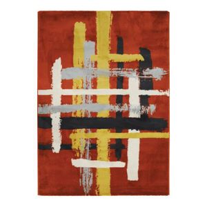 TAPIS DE COULOIR PAINTING - Tapis effet soyeux motifs traits de peinture multicolore 120 x 170 cm