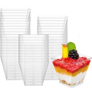 50pcs Coupes à Dessert, Verrine Plastique Aperitif, 60ML Verrines