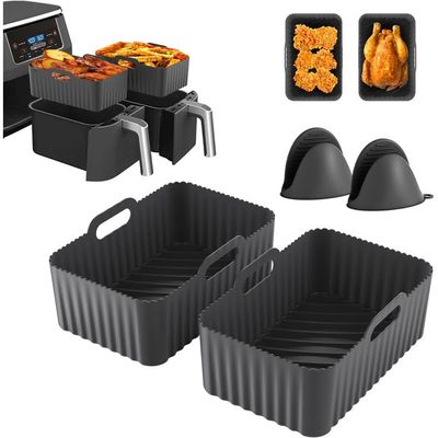 Lot De 3 Moules à œufs En Silicone Pour Friteuse à Air, 3 Cavités Chacun, + 1 Pinceau