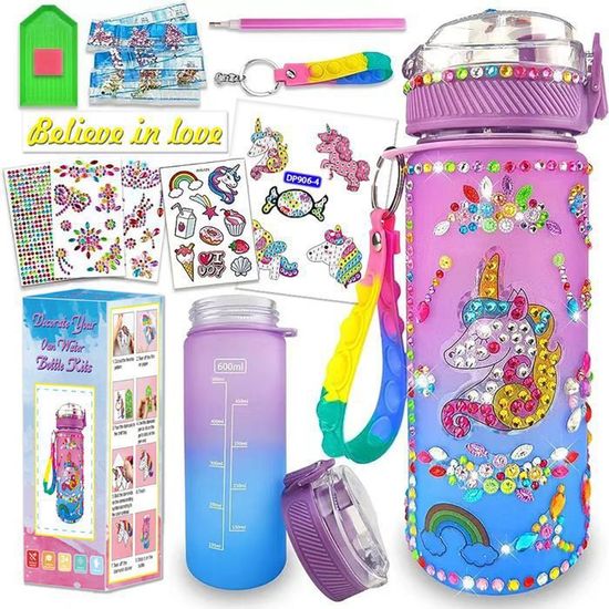 Kit Gourde Licorne DIY Adeokay - Gourde Isotherme à Décorer - Loisir Créatif Pour Fille 6-10 Ans