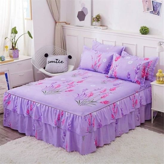 Highdi Jupe De Lit à Volants Élastique, Couleur Unie Couvre-lit Cache