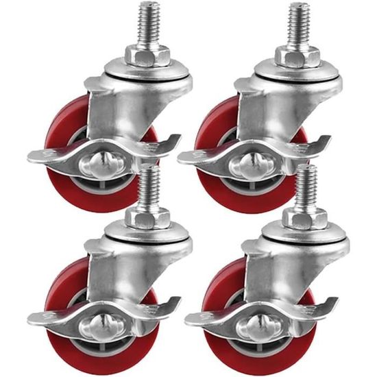 Lot De 4 Petites Roulettes 1 Pouce Pour Meubles - Capacité 90kg - Acier Et TPR - Montage Plaque