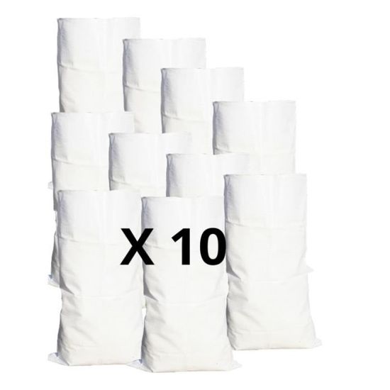 10 Sacs à Gravats Polypropylène Flandria - 55x95 Cm, Résistance 55 Kg, Réutilisables - Pour Chantier, Jardin, Sable, Terre, Déchets Verts - 10