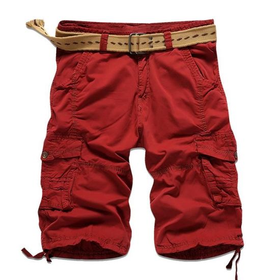 Bermuda Homme en coton Cargo short homme -Rouge Rouge Cdiscount