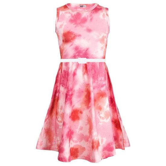 Robe Patineur été Fille - Imprimé Floral Bleu Orange - Taille 7 à 13 Ans - Célébration Et Danse