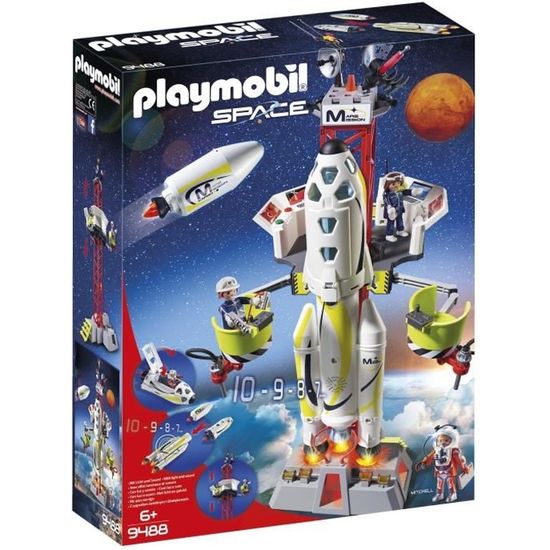 PLAYMOBIL - 9488 - Space - Fusée Mars avec plateforme de lancement