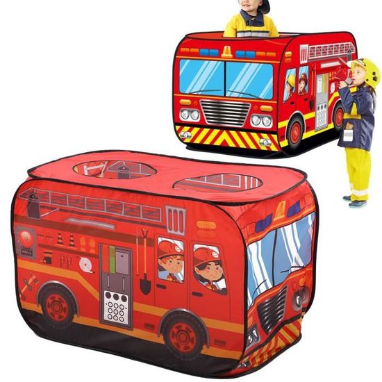 Tente Jeu Enfant Camion De Pompier - Pop-up Pliable, Tissu Respirant, 72x72x112cm, Anti-moustiques