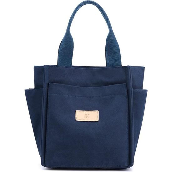 Sac Fourre-Tout Toile Femme - Grand Cabas Épaule Multifonctionnel Léger - Travail Voyage Shopping Noir