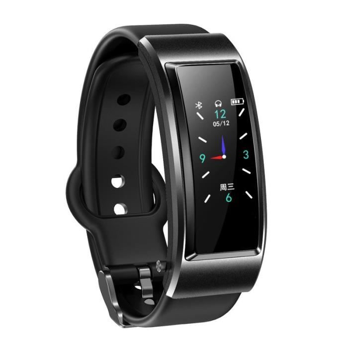 Montre Connectée Homme, Sport Montre étanche, Écouteur Bluetooth Montre en Silicone avec Moniteur de Sommeil Pédomètre Calories,Noir