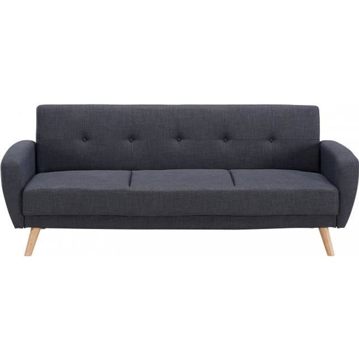 Canapé convertible 3 places scandinave gris anthracite SILO