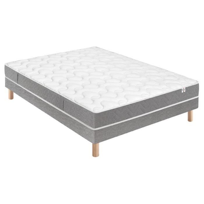 Ensemble Matelas Botaniste 100% Latex + Sommier Base Ferme 160x200 Blanc