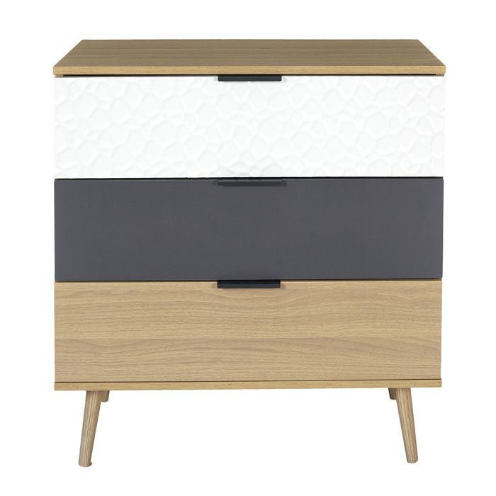 Commode 3 tiroirs modèle Sven - H. 100 cm. - Bois