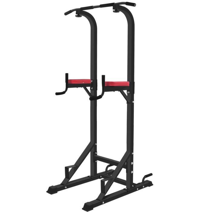 Chaise Romaine Reglable,Station de Musculation à la Domicile, Barre de Traction dips Multifonctions,Power Tower Pliable