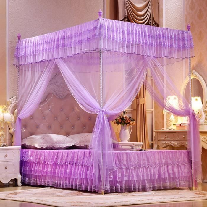 Trois portes ouverte Princess Moustiquaire Rideaux de lit double Rideau de sommeil Violet Meg04747