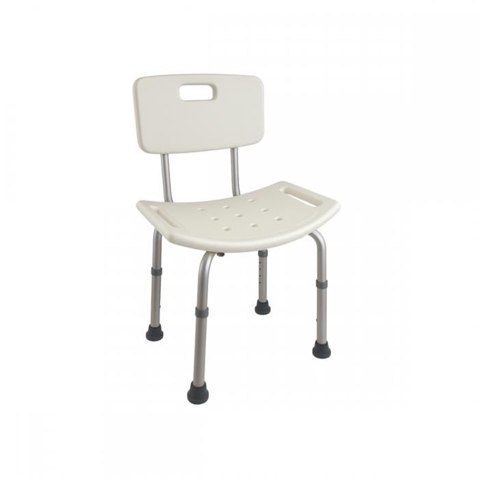 Chaise de douche - Chaise salle de bain - Réglable en hauteur - Dossier - Embouts anti-glisse - Mod. Olivo - Mobiclinic