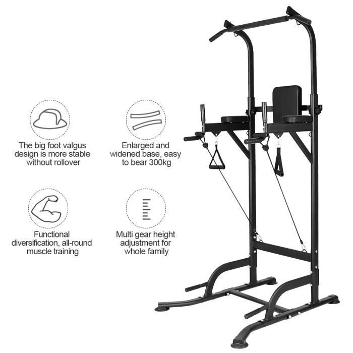{Yeehoo}Pullup Barre de traction ajustable musculation dips station - Power Tower Barre de Traction pour Musculation à Domicile,15kg