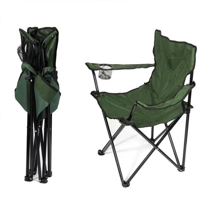 Chaise de camping pêche en plein air chaise pliante en tissu oxford vert armée