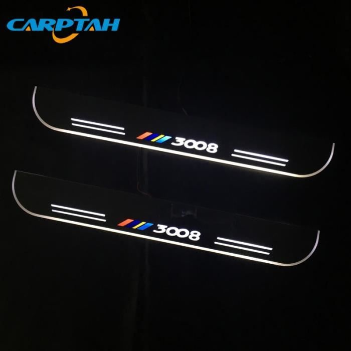 Rear 2pcs white -Carptah acrylique mobile LED bienvenue pédale voiture plaque pédale porte lumière de voie pour Peugeot 3008 2013