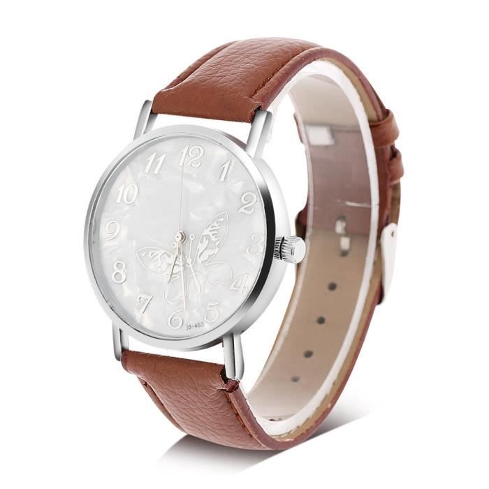 ZJCHAO Montre femme Bracelet en cuir PU à la mode montre à quartz femmes montres analogiques féminines café