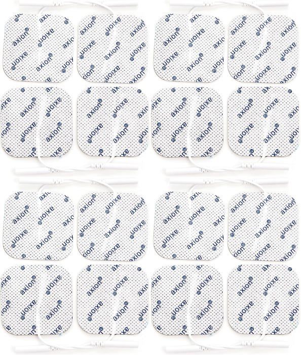 Axion - set de 16 électrodes 5 x 5 cm - compatible avec les appareils TENS EMS utilisant une connexion à fiches de 2 mm