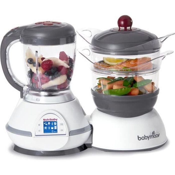 Babymoov Nutribaby Classic Cherry - Robot Cuiseur Mixeur 5 en 1