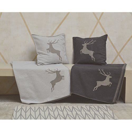 David Fussenegger 8709 Sylt Housse de coussin Motif cerf 50x50cm 50 x 50 cm Gris clair