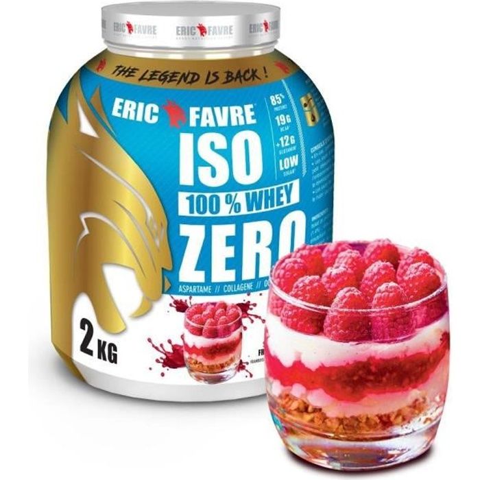 ISO WHEY ZERO 100% Pure Whey Protéine Isolate (Framboisier) - Prise de Masse - 2kg - Laboratoire Français Eric Favre