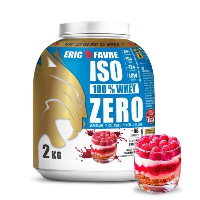 ISO WHEY ZERO 100% Pure Whey Protéine Isolate (Framboisier) - Prise de Masse - 2kg - Laboratoire Français Eric Favre
