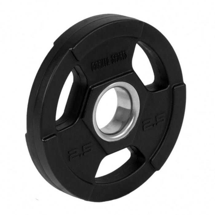 Gorilla Sports - Poids disques olympiques en fonte rêvetement caoutchouc avec anneau métalliquede 51mm - de 12,5 à 25 kg - 2.5kg