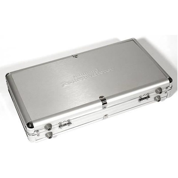 Mallette de rangement Grimaud Poker Master - 300 jetons de poker - imitation allu. - fond Bois