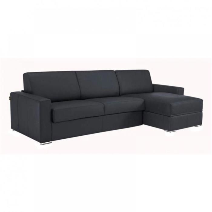 Canapé d'angle DREAMER convertible EXPRESS 140cm polyuréthane gris matelas 16 cm - Cuir Inside75