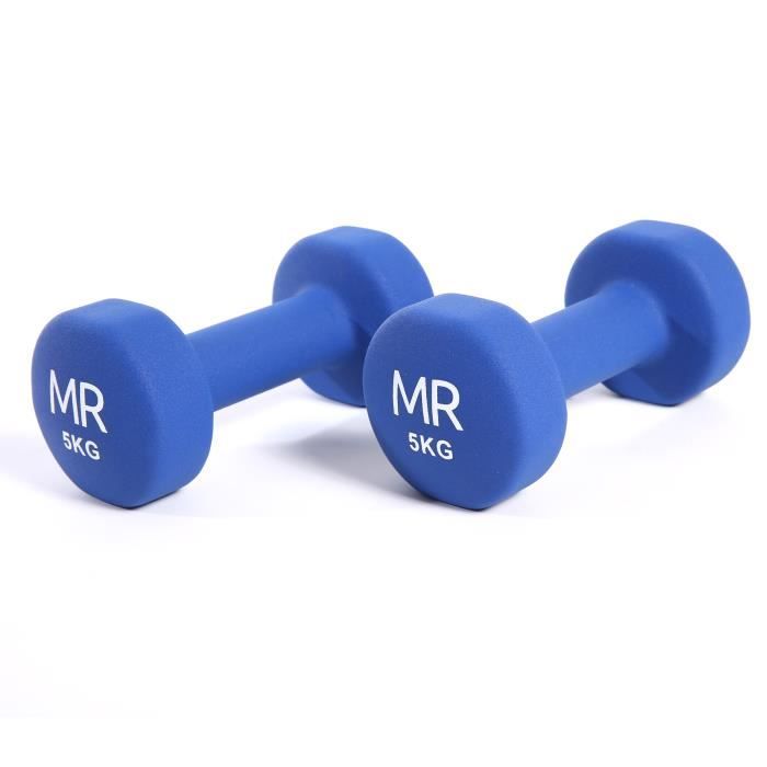 Rebecca Mobili Set Halteres Poids Bleu Entrainement Bodybuilding Gym 2 x 5 kg