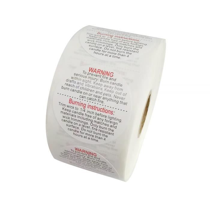 Autocollant d'avertissement de bougie-étiquette de sécurité de récipient de pot de bougie autocollant-bougie