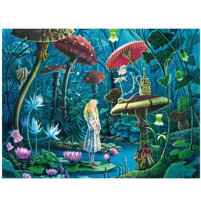 Puzzle en bois Fait Main 100 pièces : Alice au Pays des Merveilles aille Unique Coloris Unique