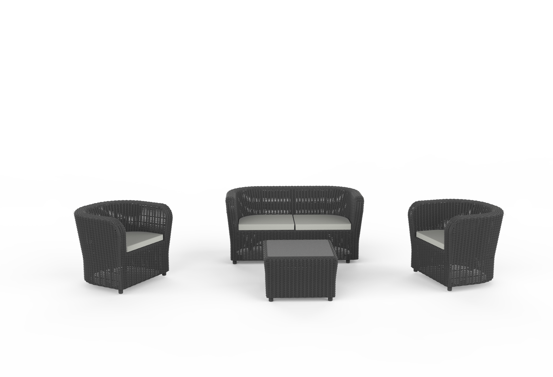 Salon de Jardin NOVA effet rotin 4 places avec table STORAGE