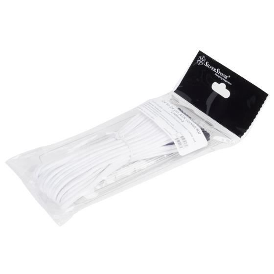 SilverStone SST-PP07-MBW - 30cm Carte mère 24pin vers 24pin Cable d'extension manchonné, blanc