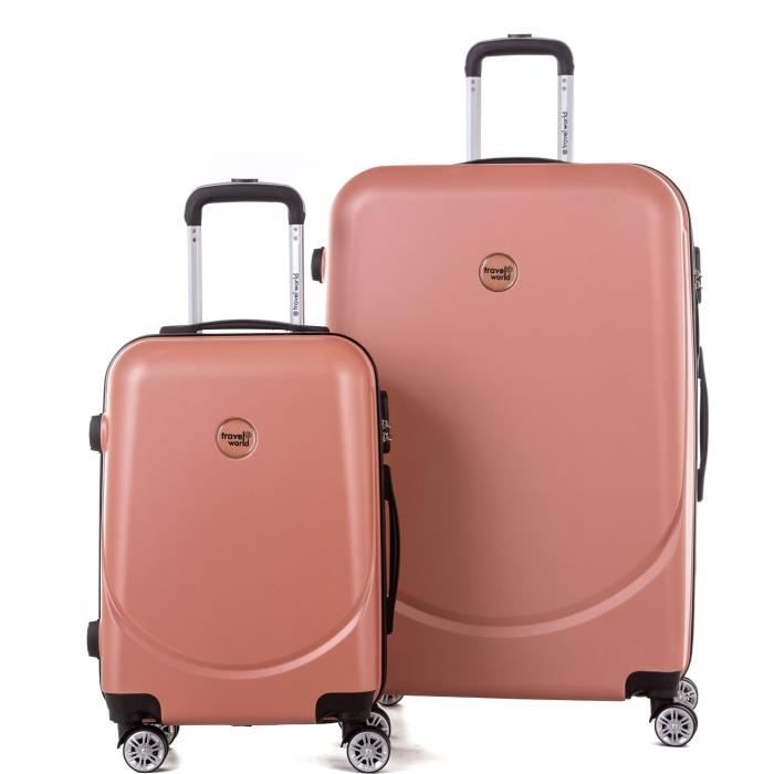 TRAVEL WORLD Ensemble de 2 Valises 50/80cm avec 4 roues Or Rose