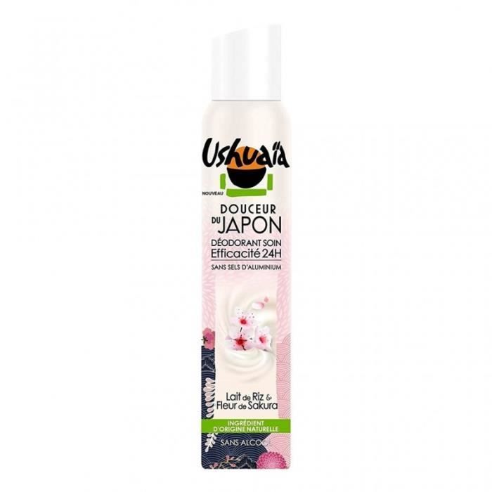 Ushuaïa Douceur du Japon Déodorant Soin Efficacité 24h Lait de Riz & Fleur de Sakura 200ml (lot de 4