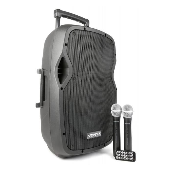 Vonyx AP1200PA - Enceinte Sono Portable avec micros sans fil, 600W, BT/USB/SD/MP3