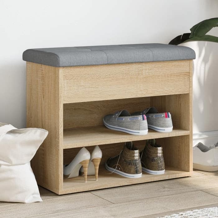 vidaXL Banc à Chaussures Meuble de Rangement avec Coussin Banc de Couloir avec Étagère Entrée Salon Intérieur Moderne 835098