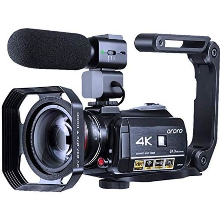 Caméscope 4K ORDRO - Caméra Vlog Ultra HD, Zoom 18X, Écran 3'' Orientable, Parfait Pour YouTube Et Voyages