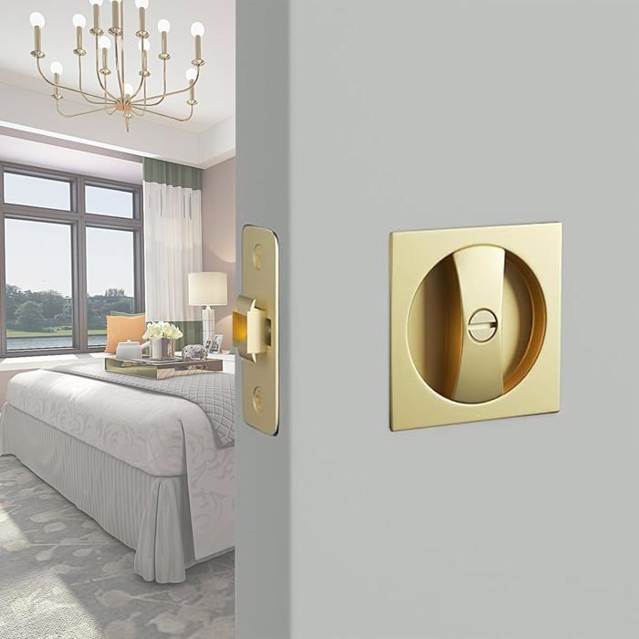 Interieure LWZH Verrou De Porte De Poche En Bronze De 16 Cm, Loquet De Poignée Encastrée Invisible Avec Clés, Serrure à Mortaise De Porte Coulissante, Double Serrure De Porte De Grange Serrure