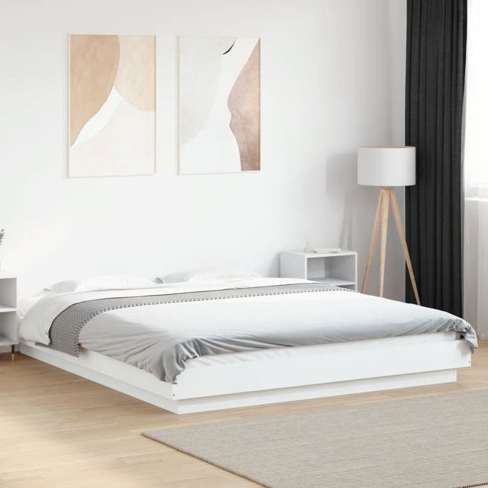 vidaXL Cadre de lit avec lumières LED sans matelas blanc 160x200 cm 3281084
