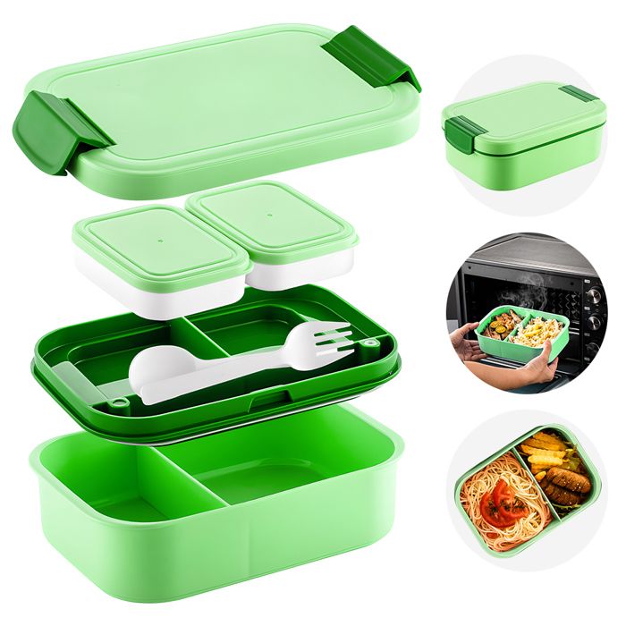 CGFN Lunch Box Inox, Bento Lunch Box avec Nom, Boîte à Lunch Anti Fuite avec Compartiment, Respectueuse de l'environnement et sans BPA, Convient pour l'école/le travail/le pique-nique (1200ml
