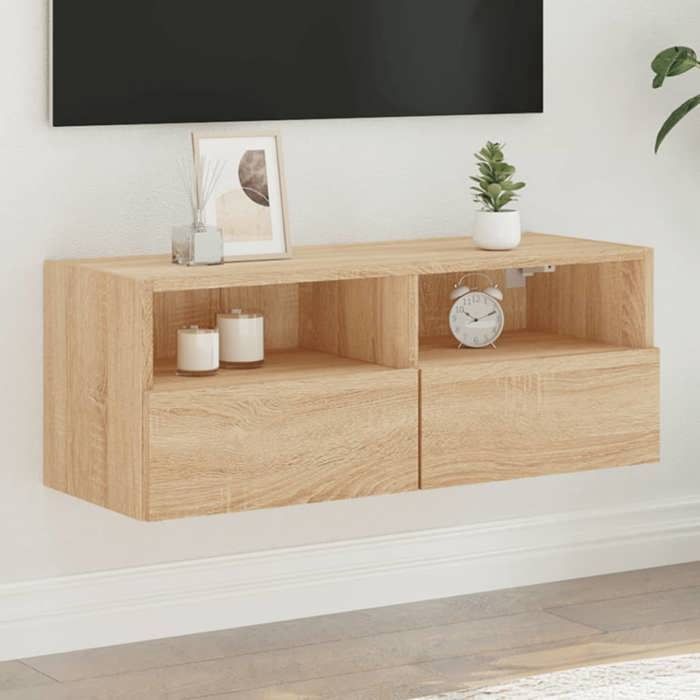 Meuble TV mural-Armoire TV suspendu chêne sonoma 80x30x30 cm bois dingénierie