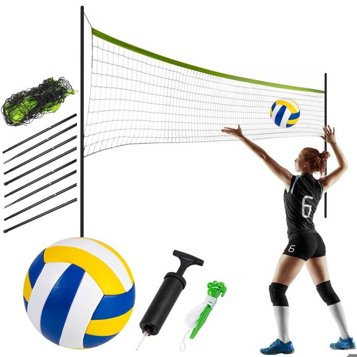 Patiassy Filet D'entraînement De Volley-ball Autonome De 4,3 M Pour Une Utilisation En Intérieur Ou En Extérieur, Ensemble D'entraînement De Volleyball Portable Réglable En Hauteur Pour Allée De