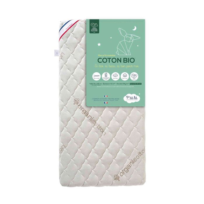 Matelas bébé sans traitement déhoussable coton bio 60x120 - Ecru - Garantie 10 ans - Ptit Lit