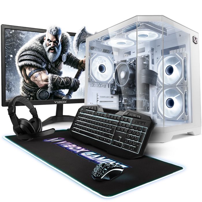 Vibox PC Gamer – 22 Écran – AMD Ryzen 3 3200G – Radeon Vega 8 – 16Go RAM – 1To NVMe SSD – Win11 – WiFi – Blanc