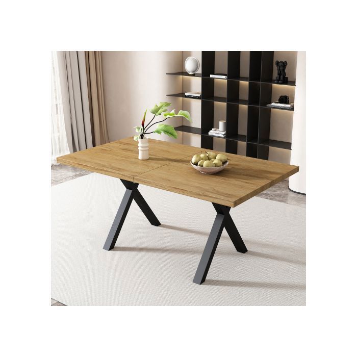 GERBOIS, Table à Manger Rectangulaire 180x90 Cm, Plateau Au Choix